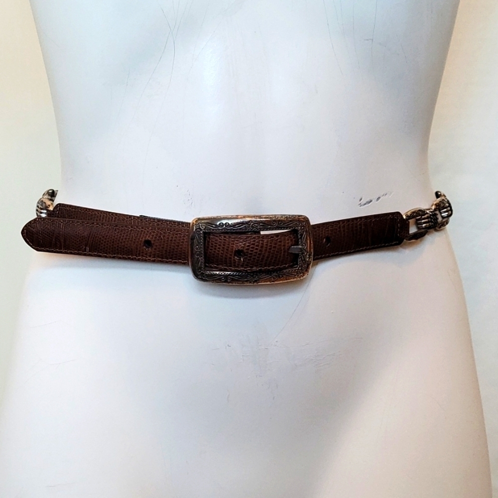 Vintage Brighton Brown Leather and Chainlink Belt